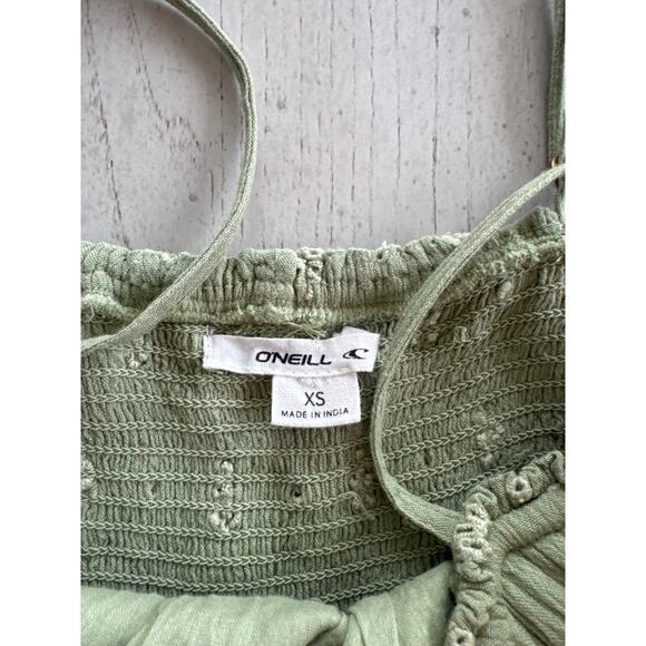 O'neill Sage Green tinkerbell Eyelet Lace Mini Dress Cottagecore Fairycore - Picture 4 of 5